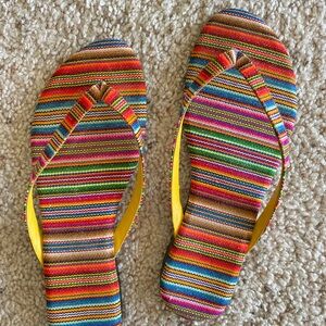 Colorful Striped Women's Sandals (Peruvian Fabric & Leather!)